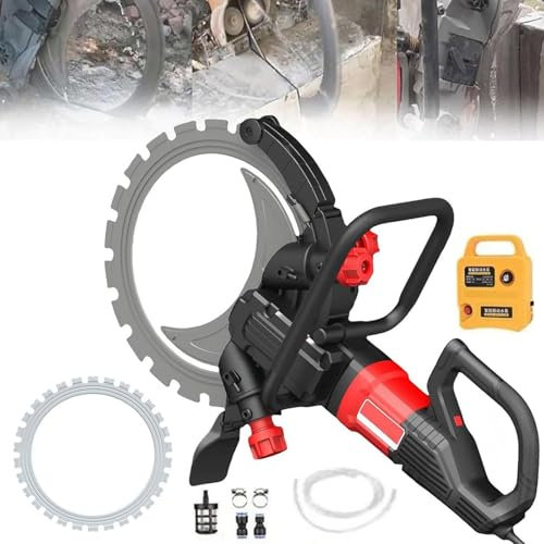 Handheld Concrete Cutting Machine Unique Ring Saw Wall Cutter,290 MM Cut Depth,3000RPM Brushless Concrete Wall Groove Ring Saw with Water Fed Dust Suppression,2xblade-8980W