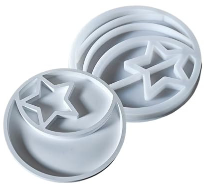ZwaitL Moule rond en silicone robuste en forme d'étoile et de lune, accessoire de maison pour travaux manuels et rangement créatif