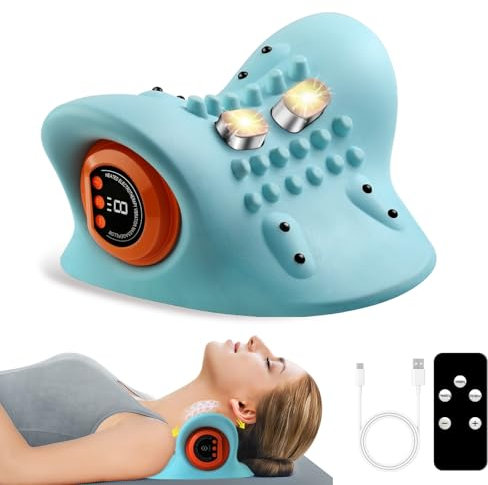 Nackenmassagegerät Elektrisch mit Wärme, 2025 Neu Kabelloses Hugterra Massager, Shiatsu Massagegerät, Zervikales Nacken Rücken Massagegerät mit 3 Modi, 6 Einstellbare Frequenzen