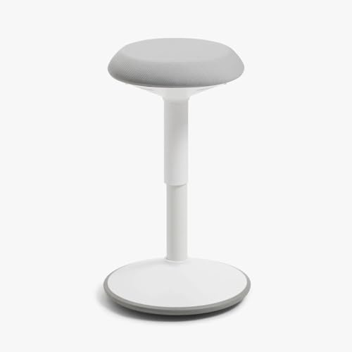 Wobblez ergonomischer Bürostuhl | SAVVY | Rückenschonender Wackelhocker Höhenverstellbar | 43-63 cm | Grijze zitting Wit Frame | Bürohocker ergonomisch | Ergonomischer bürostuhl