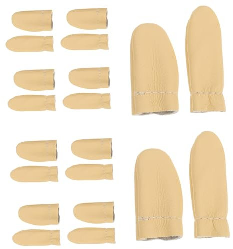 DOITOOL 20piezas Protectores De Dedos De Cuero Prácticos Dedales De Fieltro De Lana Para Dedos De Costura Para Manualidades