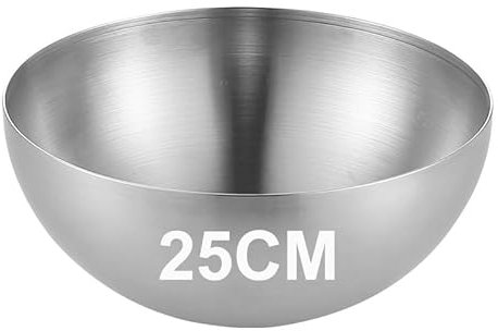 Bhina 1 Piezas Gran Cuenco Coreano Plata de Acero Inoxidable Ensalada de Gran Capacidad Recipiente de Comida de Cocina Coreano para Ensaladas, Pasta, Sopas, Arroz, Fruta, etc (25cm)