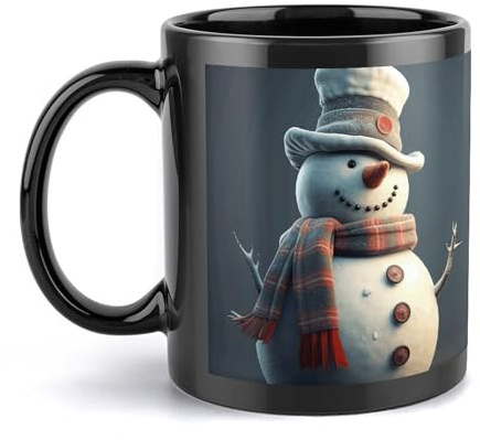 Keramiktasse mit Schneemann mit Hut, große Kaffeetasse mit Griff, einzigartiger Stil für jede Küche, personalisierbar, lustig, Latte-Tasse, ideal für Tee, heiße Schokolade, für Männer, Frauen, Büro