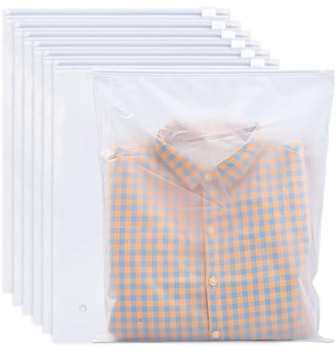 30 Pièces Zipper Voyage Pochette,45 x 35 cm Sachet Plastique Zip,Sac Zip | Givré Translucide Sac de Rangement Voyage,Pochette Valise Zippée pour Les Vêtements,Serviettes,Chaussures et Cosmétiques