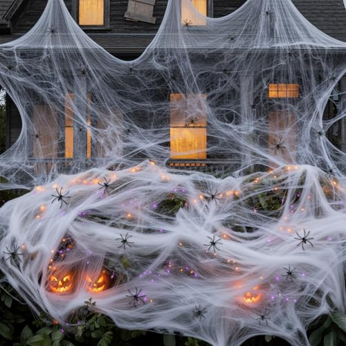 YTLSDHF 120 Small Plastic Spiders with 200g Cobweb, Halloween Decorations Indoor Outdoor, Fake Spiders and Stretchable Spider Web for Halloween Party Decor, Trick-or-Treat Haunted House Setup