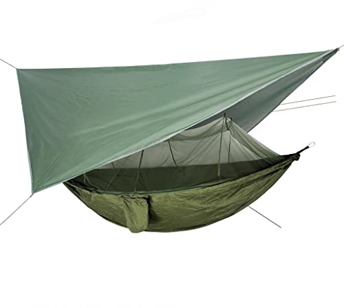 Genérico Hamaca Doble para Acampar con Mosquitera De Lona Impermeable, Hamaca Portátil De Nailon, Lona Ox 400d, Equipo para Acampar Al Aire Libre (B)