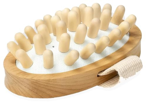 Massagebürste für Rücken und Körper aus Holz - Handheld-Cellulite-Massagegerät für Lymphdrainage, Entspannung & straffe Haut - Massagebürste aus natürlichem Holz, 13 cm x 7 cm