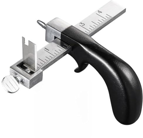 Utensile da taglio manuale in pelle con impugnatura in alluminio, scala da 10,2 cm e 3 lame in acciaio inox per progetti artigianali