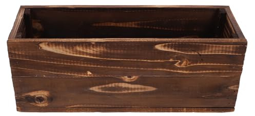 WRITWAA Jardinera de Madera Maciza Rectangular Grande para Exterior Maceta Alargada de Madera Carbonizada Resistente Intemperie 40X14X15 CM Adecuado para Suculentas y Balcones Sistema