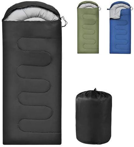 Sleeping Bag Ultralight Adult Compact Hooded Blanket, for 3-4 Seasons, 210cm x 75cm Small Packed Size, Water-resistant, Polyester, Thick and Warm, Snap Closure for Outdoor Camp Hike Travel