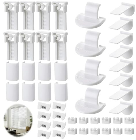 48 Stueck Plisseeladen Ersatzteile Klemmhalter Werkzeugfrei Spannrahmen | Bohrfrei Montage, Klemmtechnik, spannen, Fensterabdunkelung, Jalousie, Befestigungssatz, komplett, Anleitung beiliegend