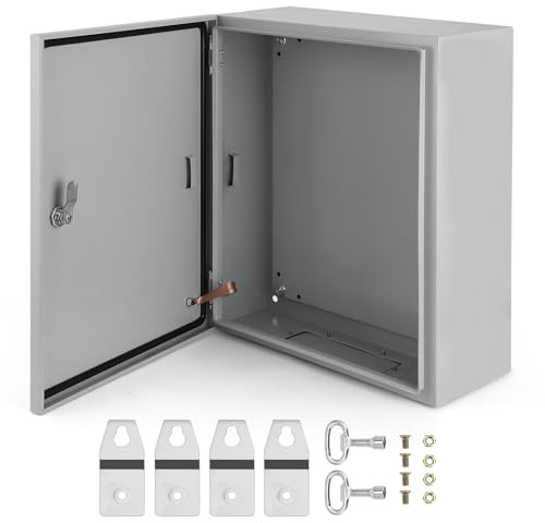 Aptliton Electric Enclosure Box IP66 Waterproof, Metal Junction Box, Wall Mounted Steel Electrical Cabinet with Lock & Mounting Plate for Outdoor