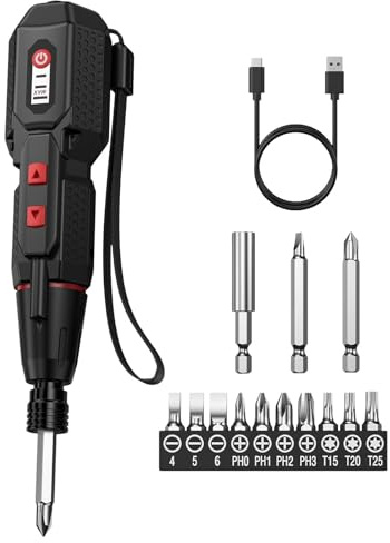 4.2V Electric Screwdriver Cordless Design, 15N.m Torque, Interchangeable Bits & LED Light for Work Ergonomic Rechargeable Screwdriver Set with LED Light