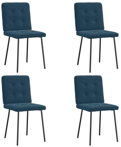 RuiNingRN Dining Room Chairs Set of 4 Blue Velvet Upholstered with Metal and Plywood for Kitchen Living Room Office 45 x 54 x 83 cm 110 kg Load Capacity Modern and Sturdy