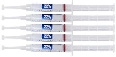 Teeth Whitening Gel for Trays, 22% Carbamide Peroxide 5 Syringes (140 Applications) |Whitest Teeth Formula | Dentist-Developed | Made in USA | Ultra White |No Lights Required