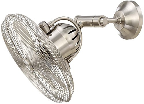 Craftmade BW414BNK3 I Bellows IV Collection 16 Inch Oscillating Outdoor Patio Wall Mount Fan I Brushed Polished Nickel Finish I Three Speed Reversible Motor with Wall Control I