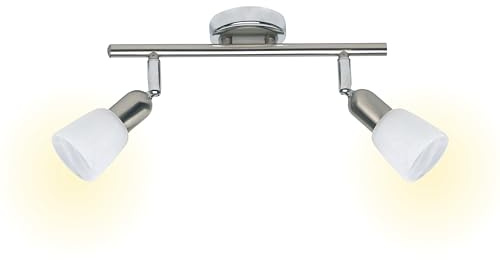 BRILLIANT Lampe Sofia Spotrohr 2flg eisen/chrom/weiß | 2x D45, E14, 40W, geeignet für Tropfenlampen (nicht enthalten) | Köpfe schwenkbar