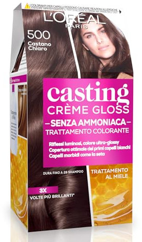 L'Oréal Paris Colorazione Semipermanente Casting Crème Gloss, Colore Trattamento Ultra Glossy, Senza Ammoniaca, Colore: Castano Chiaro 500
