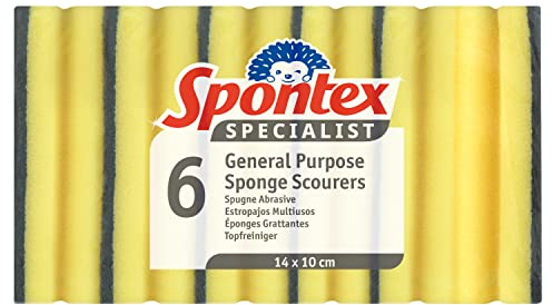 Spontex Specialist Washing Up Sponge Scourers | XL | Hard Wearing & Versatile for Professional Cleaning | 6 Pack