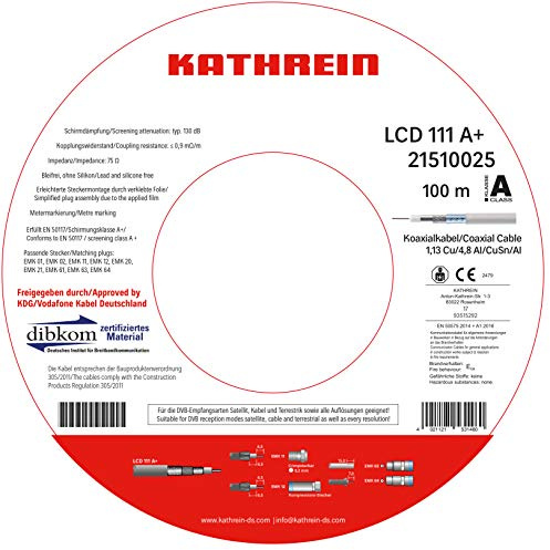 Kathrein LCD 111 Koaxialkabel 1,13/6,9 mm PVC 100 m Einwegspule weiß