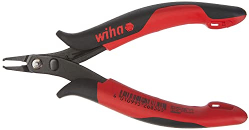 Wiha Electronic Micro-Schrägvornschneider mit extrem schmalem, kurzem Kopf / isolierte Zange mit 30° an der Stirnseite schräggestellter Schneide ohne Wate, inkl. Öffnungsfeder / 118 mm