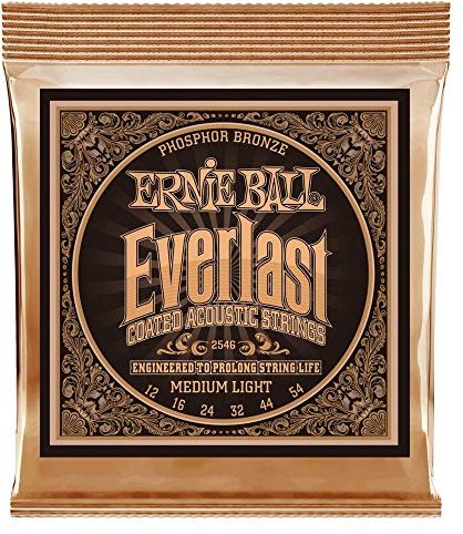 Ernie Ball Everlast Medium Light Coated Phosphor Bronze Akustik-Gitarrensaiten, Stärke 12-54