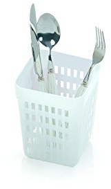 Einzel Besteckkörbchen Besteckkorb Besteckköcher Besteckbecher eckig, weiß