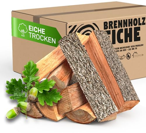 30 kg Brennholz Kaminholz Feuerholz Reine Eiche ofenfertig kammergetrocknet < 9% in 25cm (+/- 5cm)
