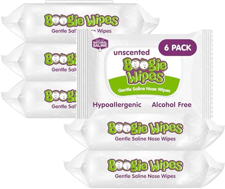 Baby Wipes Unscented by Boogie Wipes, Wet Wipes for Face, Hand, Body & Nose, Made with Vitamin E, Aloe, Chamomile and Natural Saline, 180 Count-30 Count (Pack of 6)