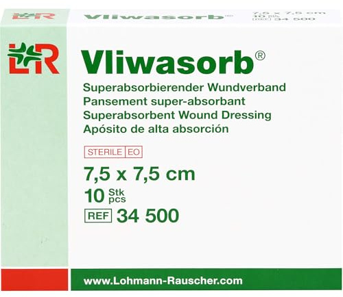 Vliwasorb steriler superabsorbierender Wundverband 7,5 x 7,5 cm, 10 St. Kompressen