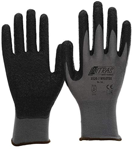 36 Paar NITRAS Nylotex 3520 Latexbeschichtung schwarz, Grip, Gr.: 10