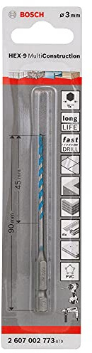 Bosch 2607002773 Multi-Purpose Drill Bits Hex-9 Multi Construction 3 X 45 X 90Mm
