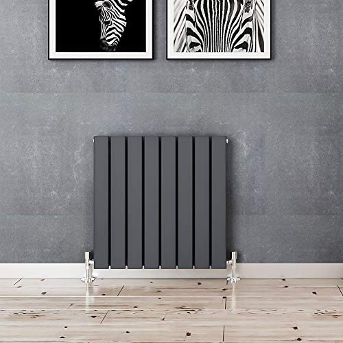 ELEGANT 600x600mm Radiators Flat Panel Horizontal Anthracite Single Radiator Modern Central Heating, Wall Mounted/Up Standing Urban Slimline Column Radiator for Bathroom/Kitchen/Living Room