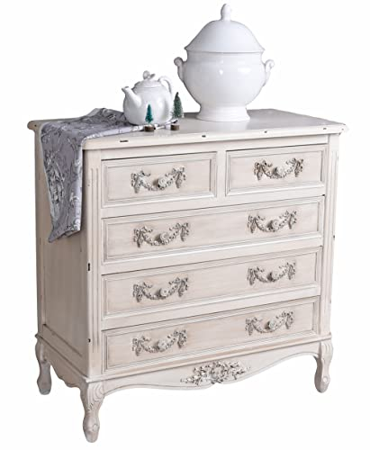 Kommode Landhausstil Nachtkommode Scandi Anrichte Nachtschrank Holzkommode Antik HMD303 Palazzo Exklusiv Altweiß