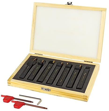 DEMA Drehmeißel Set 7-tlg 12x12 mm - Drehstahl, Drehmeißelsatz, Werkzeugstahl - robust, präzise, langlebig - Drehen, Metallbearbeitung, Werkstatt