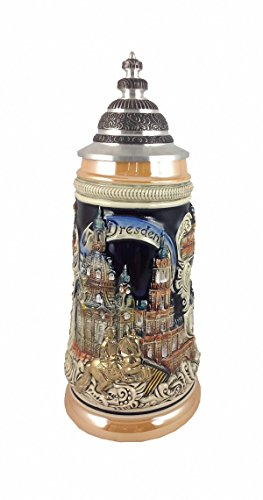 Zöller & Born Bierkrug Panorama Dresden gelb bemalt Seidel 0,5 Liter Bierseidel ZO 1839/996