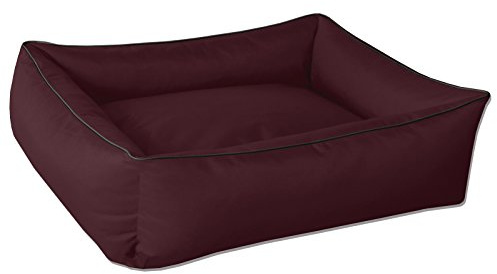 BedDog Hundebett MAX, Hundekissen mit abziehbaren waschbaren Bezug, Hundekorb, Hundesofa, für mitel-große Hunde, L, Bordeaux