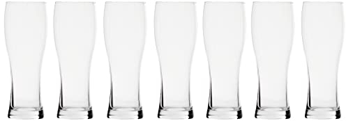 H&H - Set de 6 vasos de cerveza, multiusos, tipo alemán, Weizen, cristal, 330 ml