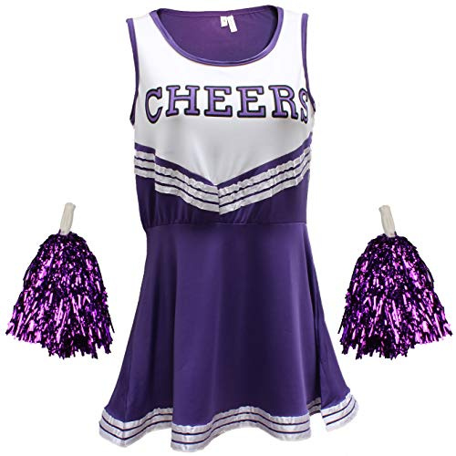 Cherry-on-Top - Uniforme da cheerleader con pompon, vari colori e taglie disponibili