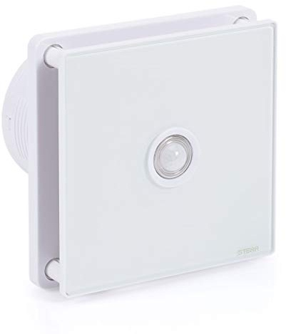 STERR Weißer Badlüfter 100 mm mit PIR - Badezimmerventilator - Glasfront - Modernes Aussehen - BFS100P - 10 W