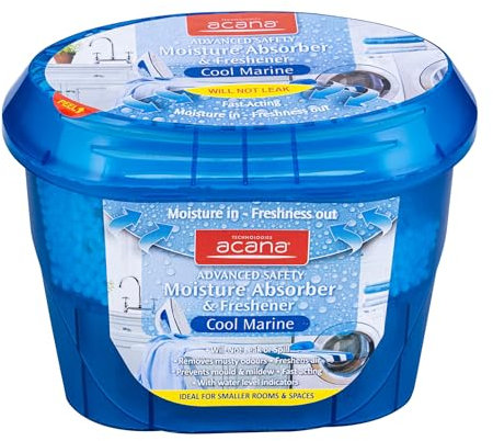 Acana Advanced Safety Moisture Absorber & Freshener - Cool Marine Fragrance - Dehumidifier for Damp, Mould - Moisture in Your Home, Caravan, Kitchen, Bathroom, Bedroom, Garage, Office