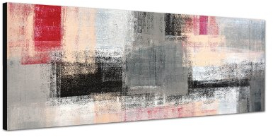 Augenblicke Wandbilder Keilrahmenbild Wandbild 150x50cm Kunstmalerei abstrakt grau rot gelb weiß