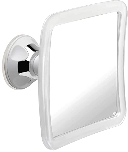 MIRRORVANA Dimfri dusch- och rakspegel med uppgraderat sugfäste för badrum, anti-dimma och dimma fri okrossbar yta och 360° svängbar, 16 cm x 16 cm (1 x förstoring)