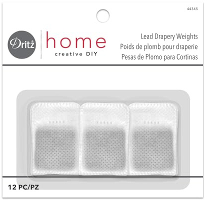 Dritz Lead Drapery Weights 44345 Pesos de Plomo para Cortinas, Paquete de 12, Acrílico, Multicolor, W 2.9 x L 5.8 (1 Panels)