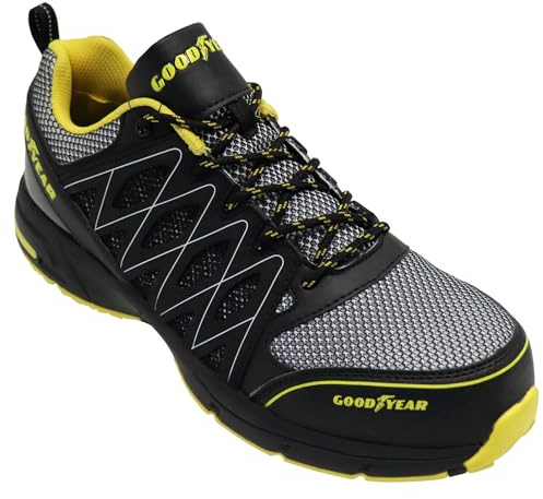 Goodyear Kvinnors arbetskläder unisex komposit metall marauder tå & midsula, S1P HRO SRA Trainer Work herr, Svart gul, 39 EU