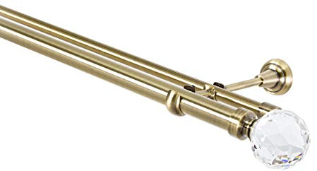 Gardinenstange 25/16 mm 2-Läufig Antik-Gold Metall, 240