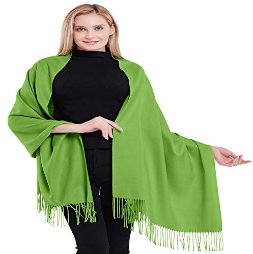 CJ Apparel Grün 100% Kaschmir Zweilagige Schals Pashmina Handgemacht in Nepal Schultertuch Schal Umschlagtuch NEU