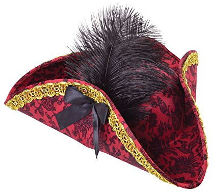 Bristol Novelty BH658 Piraten-Dreispitz, rot, für Damen, 1 Stück, Einheitsgröße, für Erwachsene Halloween
