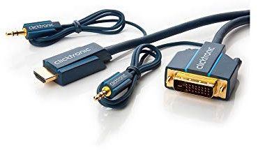 Clicktronic Casual Câble adaptateur HDMI / DVI et audio (avec câble stéréo 3,5 mm) 3 m