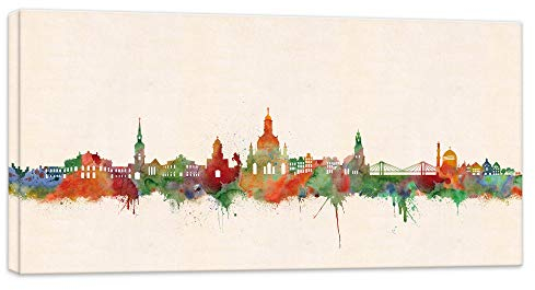 Druck auf leinwand Stencil Graffiti - Bild Dresden Skyline Paul London! Bild fertig auf Keilrahmen !Kunstdrucke, Wandbilder, Bilder zur Dekoration (60x120cm)
